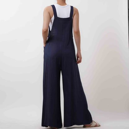 Women's Wide Leg Overall- Breathable Viscose/Linen Blend with Adjustable Straps Cherie Code