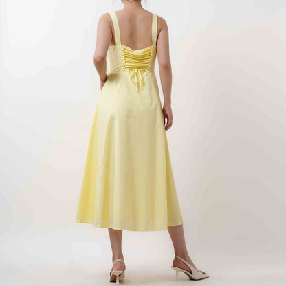 Women's Elegant Pleated Midi Dress - Sleeveless Slim Fit Cocktail Dress with Lining Cherie Code