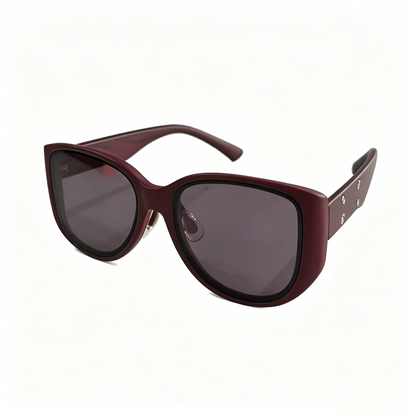 Cherie Code Women's Classic Matte Cat-Eye Sunglasses UV400 Resin Lenses Wine Red