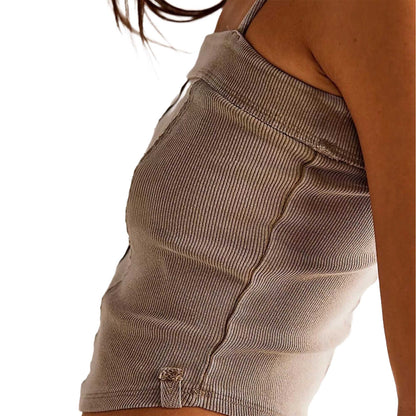 Women's Ribbed Square-Neck Tank  Flattering Seam Details, Sleek Casual Fit Cherie Code