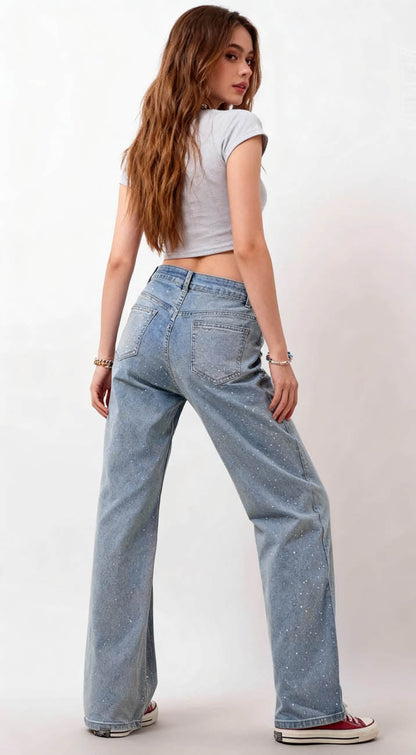 Cherie Code Women’s High-Rise Straight Leg Jeans with Stretch – Light Wash