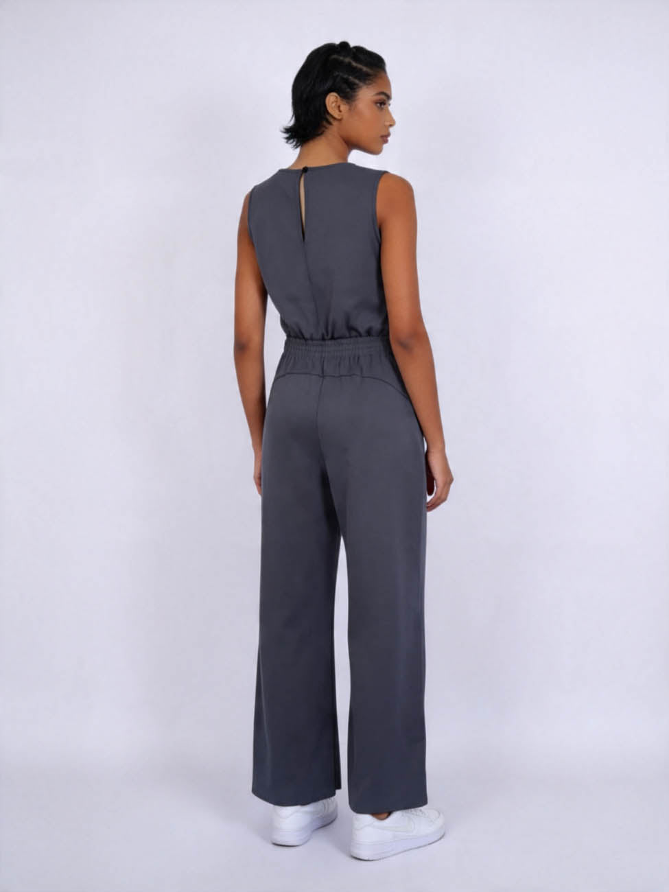 Cherie Code Women's Sleeveless Wide Leg Jumpsuit –  Soft Relaxed Fit Lounge Jumpsuit with Elastic Waist & Drawstring