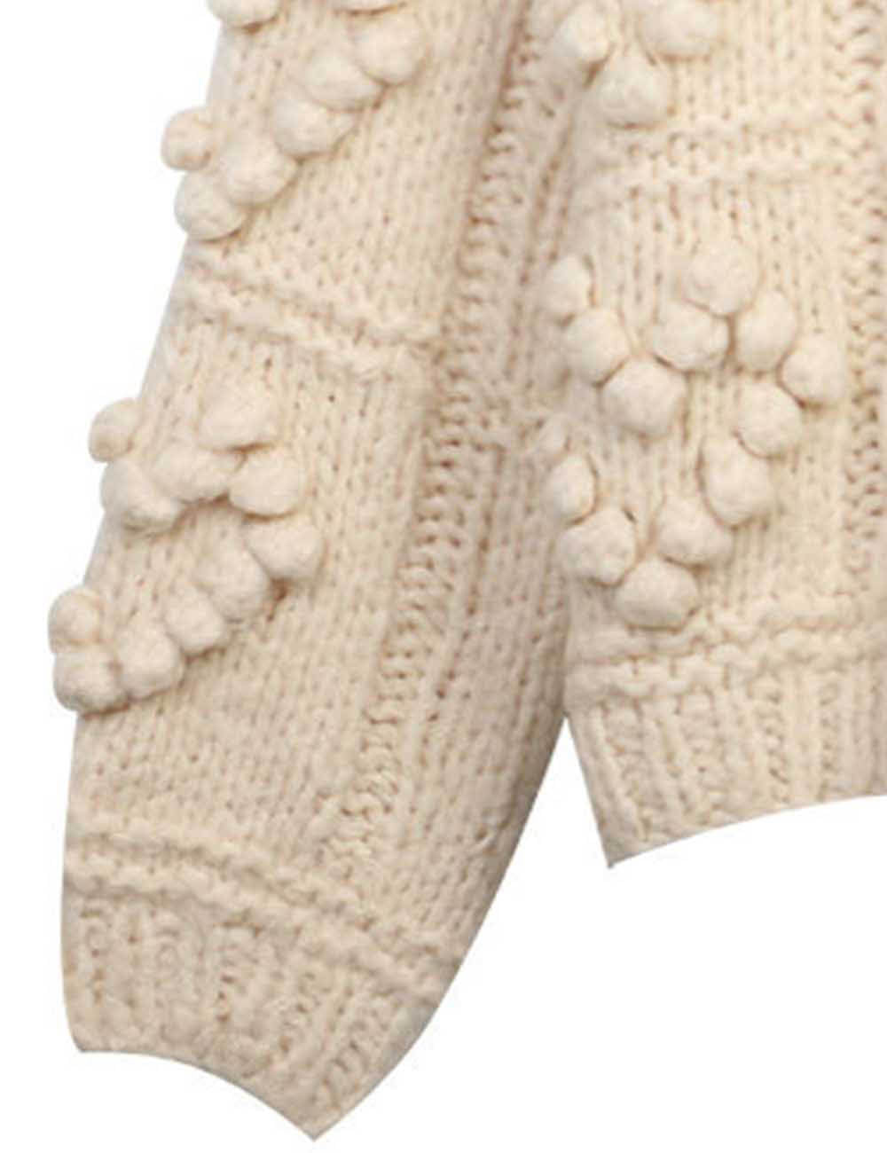 Cherie Code Women’s Cream Cable‑Knit Heart Pattern Sweater – Cozy Round Neck Long Sleeve Pullover