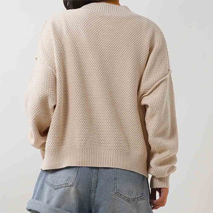 Women's Stretch Knit Cardigan - Drop Shoulder Long Sleeve with Button Front Cherie Code