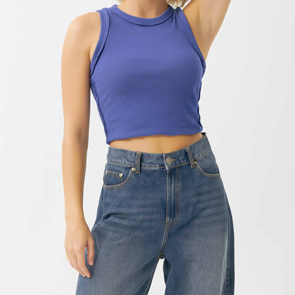 Women's Slim Fit Ribbed Tank Top – Sleeveless Stretch Cotton Crew Neck by Cherie Code