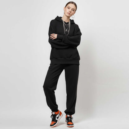 Cherie Code Women’s Brown Velour‑Lined Hoodie & Jogger Set – Pullover Hooded Sweatshirt with Elastic Waist Pants