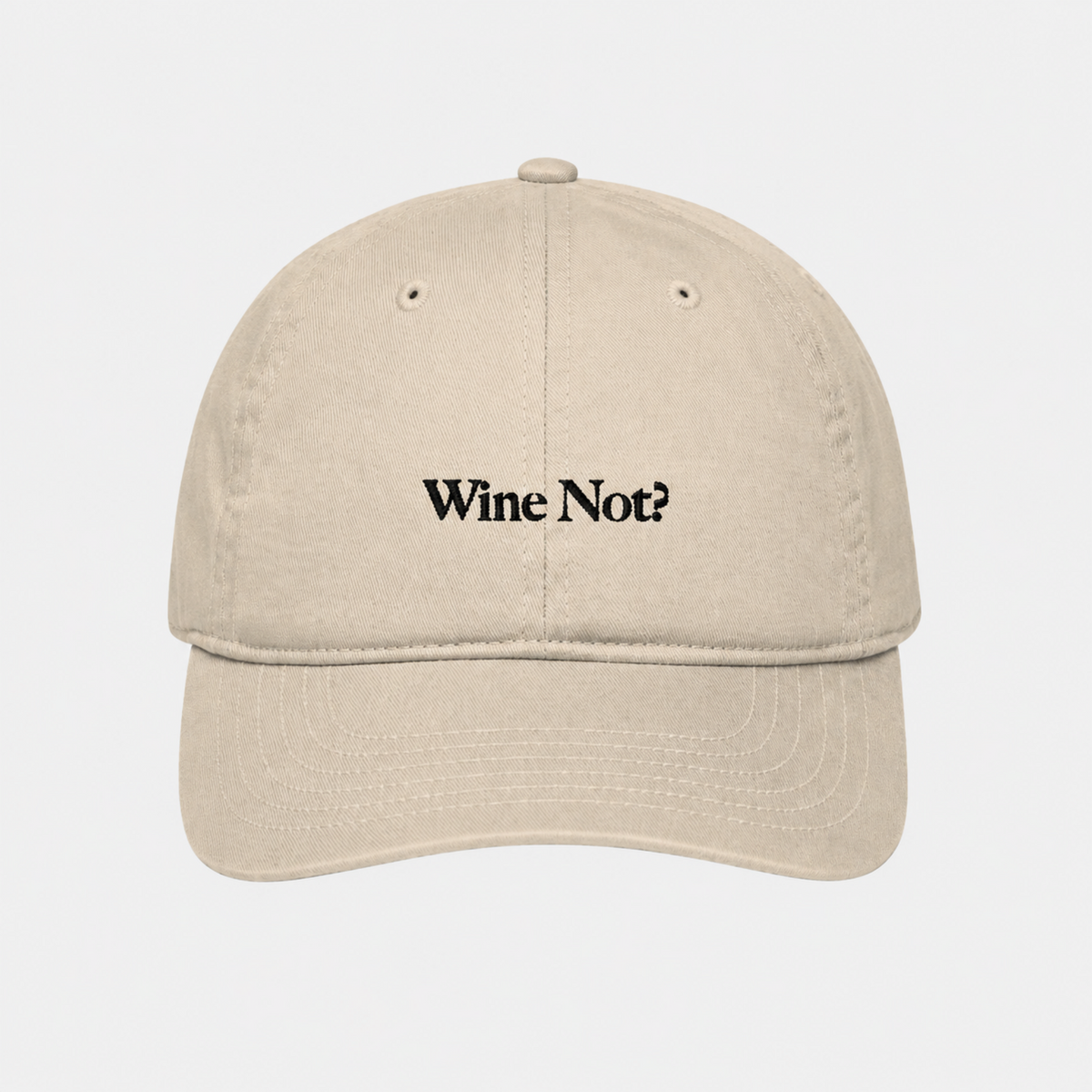 Cherie Code Wine Not Embroidered Dad Hat, Soft Cotton Unstructured Baseball Cap, Beige One Size Adjustable Wine Lover Gift Hat