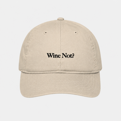 Cherie Code Wine Not Embroidered Dad Hat, Soft Cotton Unstructured Baseball Cap, Beige One Size Adjustable Wine Lover Gift Hat