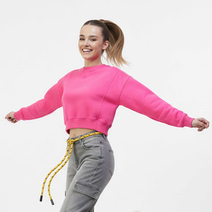 Cherie Code Women’s Cropped Crew‑Neck Sweatshirt – Long‑Sleeve Pullover with Dropped Shoulders