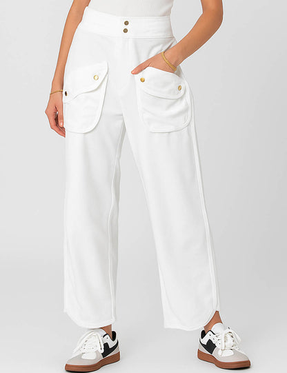 Cherie Code Women's Trendy Wide Leg Utility Pants – High Waist Relaxed Cargo Trousers for Casual Streetwear