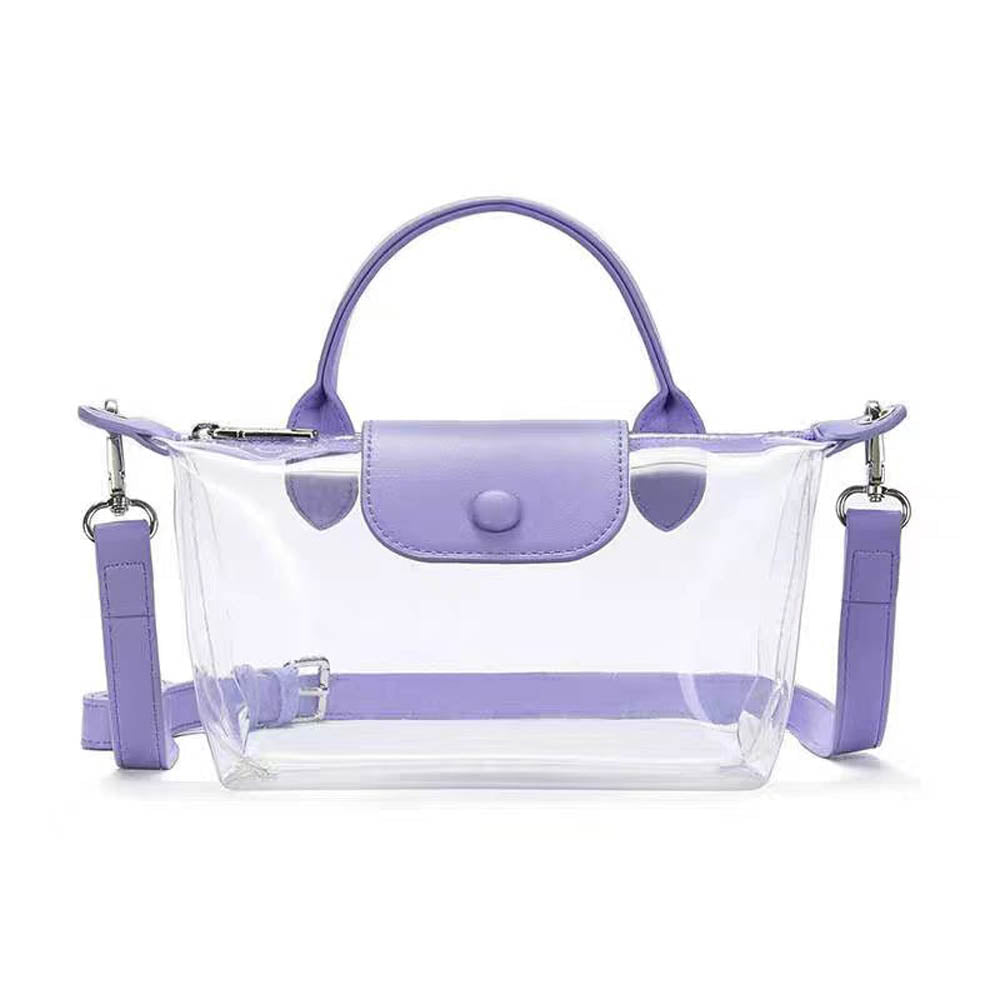 Clear PVC Crossbody Handbag with Top Handle and Adjustable Strap