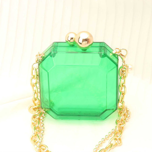 Women's Transparent Acrylic Box Bag with Gold Chain – Cherie Code™