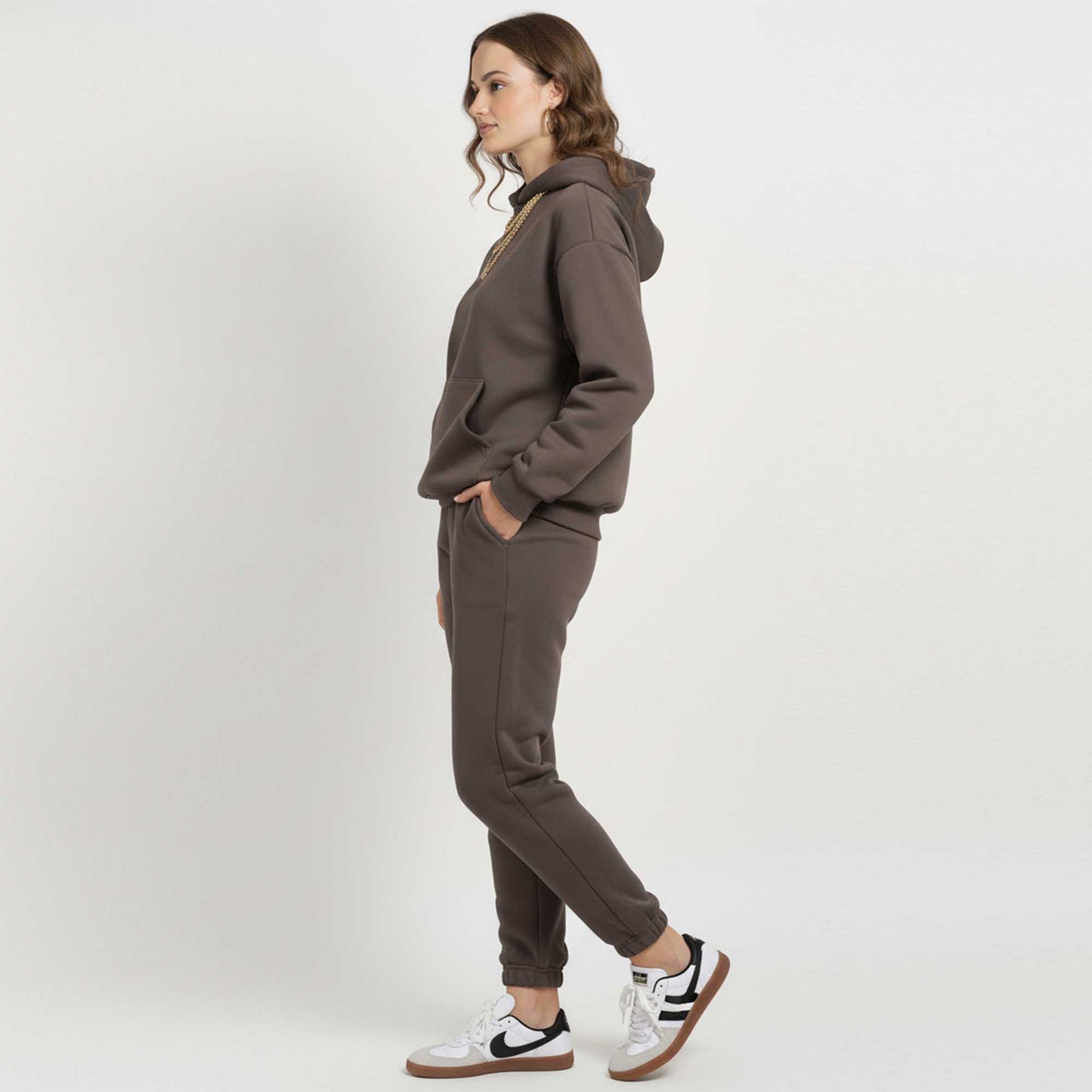 Cherie Code Women's Black Hoodie Lounge Set with Velvet Lining – Long Sleeve Top and Jogger Pants – Casual Fit