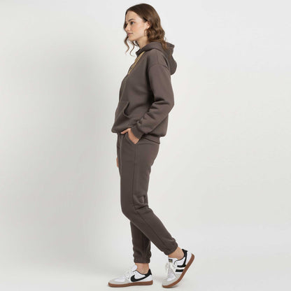 Cherie Code Women's Black Hoodie Lounge Set with Velvet Lining – Long Sleeve Top and Jogger Pants – Casual Fit