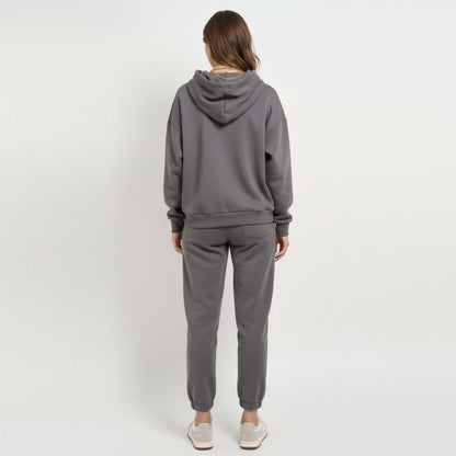 Cherie Code Women's Black Hoodie Lounge Set with Velvet Lining – Long Sleeve Top and Jogger Pants – Casual Fit