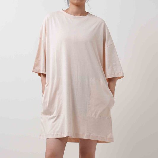 Round Neck Pullover Tee - Crew Neck with Short Sleeves Pocket Mini Dress Cherie Code