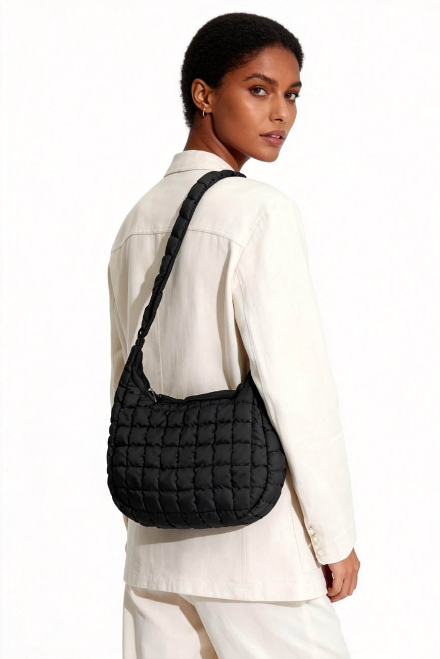 Cherie Code Women's Quilted Puffer Hobo Shoulder Bag – Lightweight Water-Resistant Large Capacity Tote Handbag