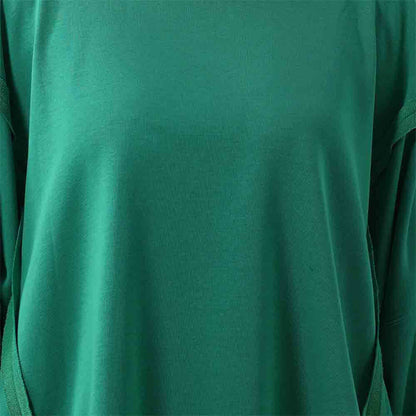 Women's Slouchy Crewneck Sweatshirt - Stretch Polyester Blend with Side Slit Details Cherie Code