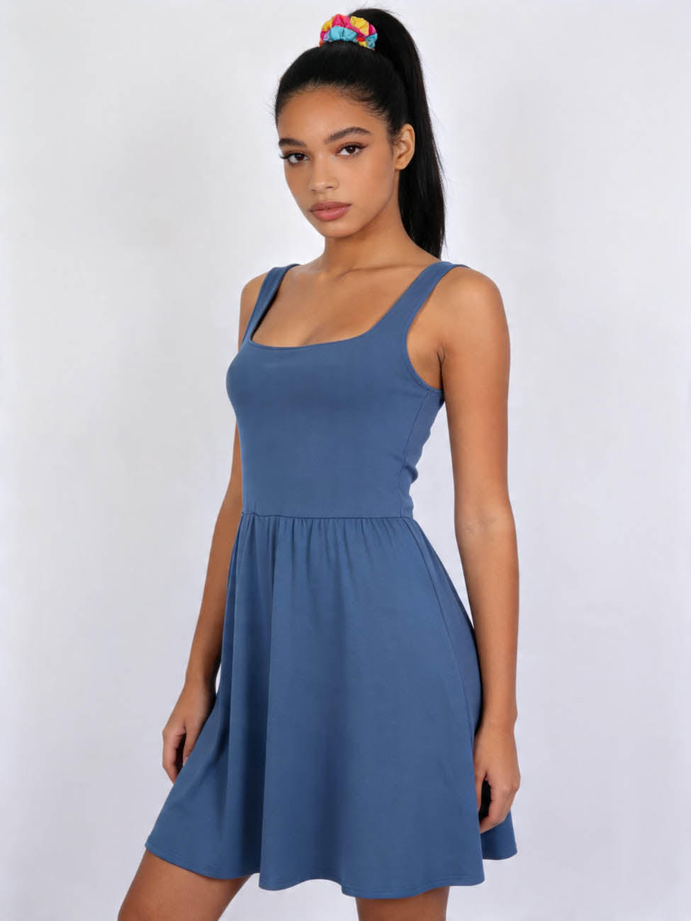 Cherie Code Women’s  Mini Dress – Sleeveless A-Line Summer Dress with Square Neck Wide Straps