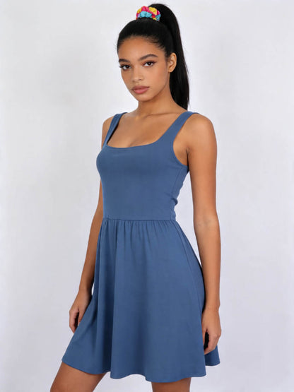 Cherie Code Women’s  Mini Dress – Sleeveless A-Line Summer Dress with Square Neck Wide Straps