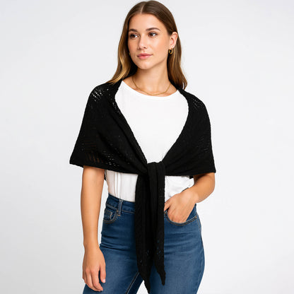 Cherie Code Women’s Knit Shawl – Pointelle Design, Open Weave, Lightweight Wrap
