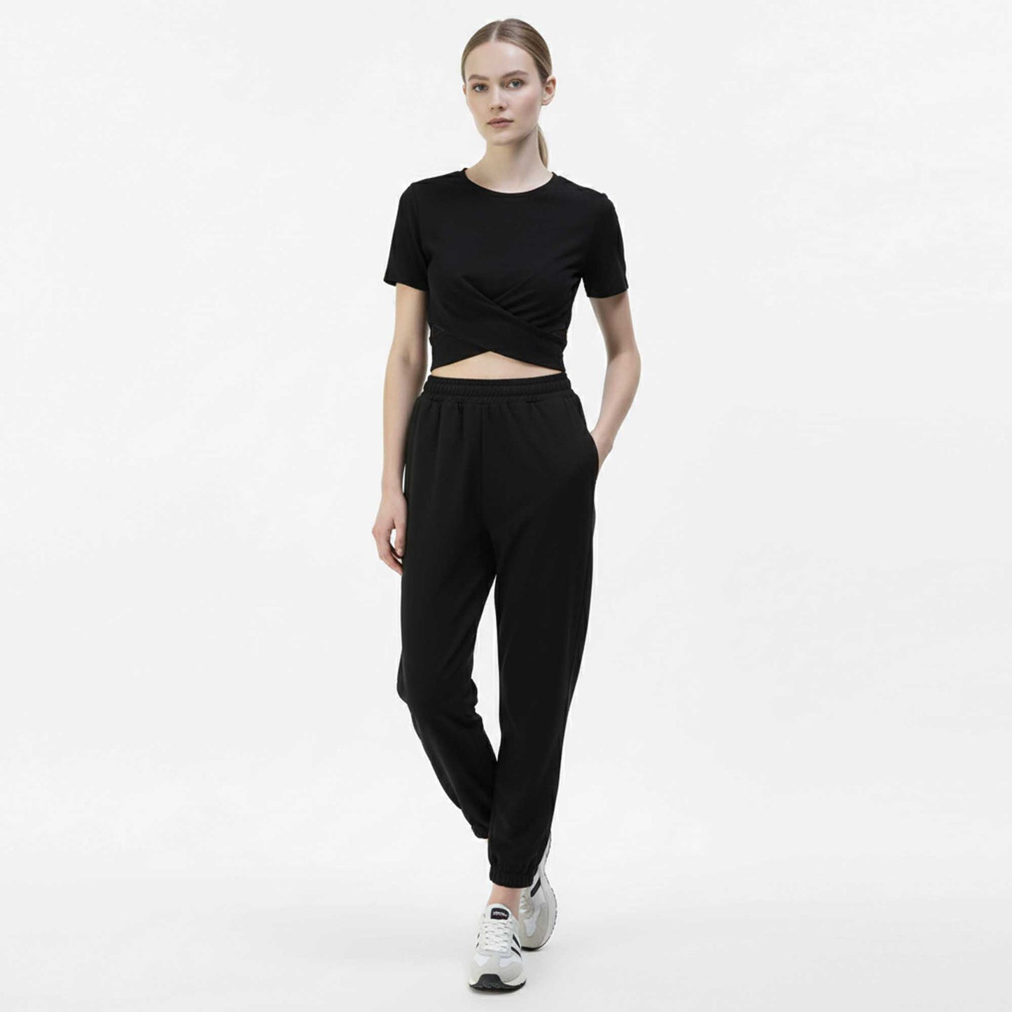 Woman 2-Piece Sleeveless High Rise Pants Set – Solid Viscose Stretch Cherie Code