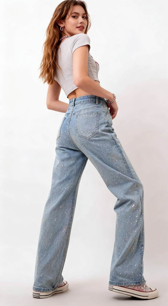 Cherie Code Women’s High-Rise Straight Leg Jeans with Stretch – Light Wash