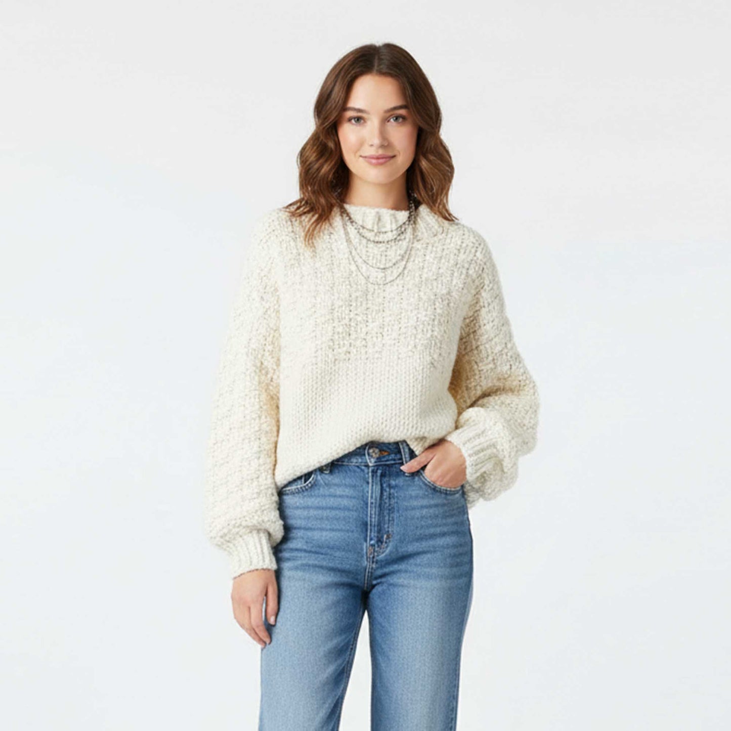 Cherie Code Women’s Stretch Wool‑Blend Crewneck Sweater – Casual Fit Long Sleeve Knit