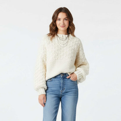 Cherie Code Women’s Stretch Wool‑Blend Crewneck Sweater – Casual Fit Long Sleeve Knit