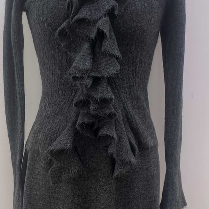 Cherie Code Women's V-Neck Ruffle Knit Sweater Top and A-Line Maxi Skirt 2-Piece Set