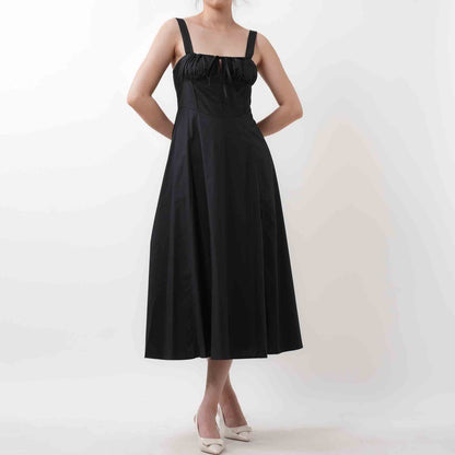 Women's Elegant Pleated Midi Dress - Sleeveless Slim Fit Cocktail Dress with Lining Cherie Code