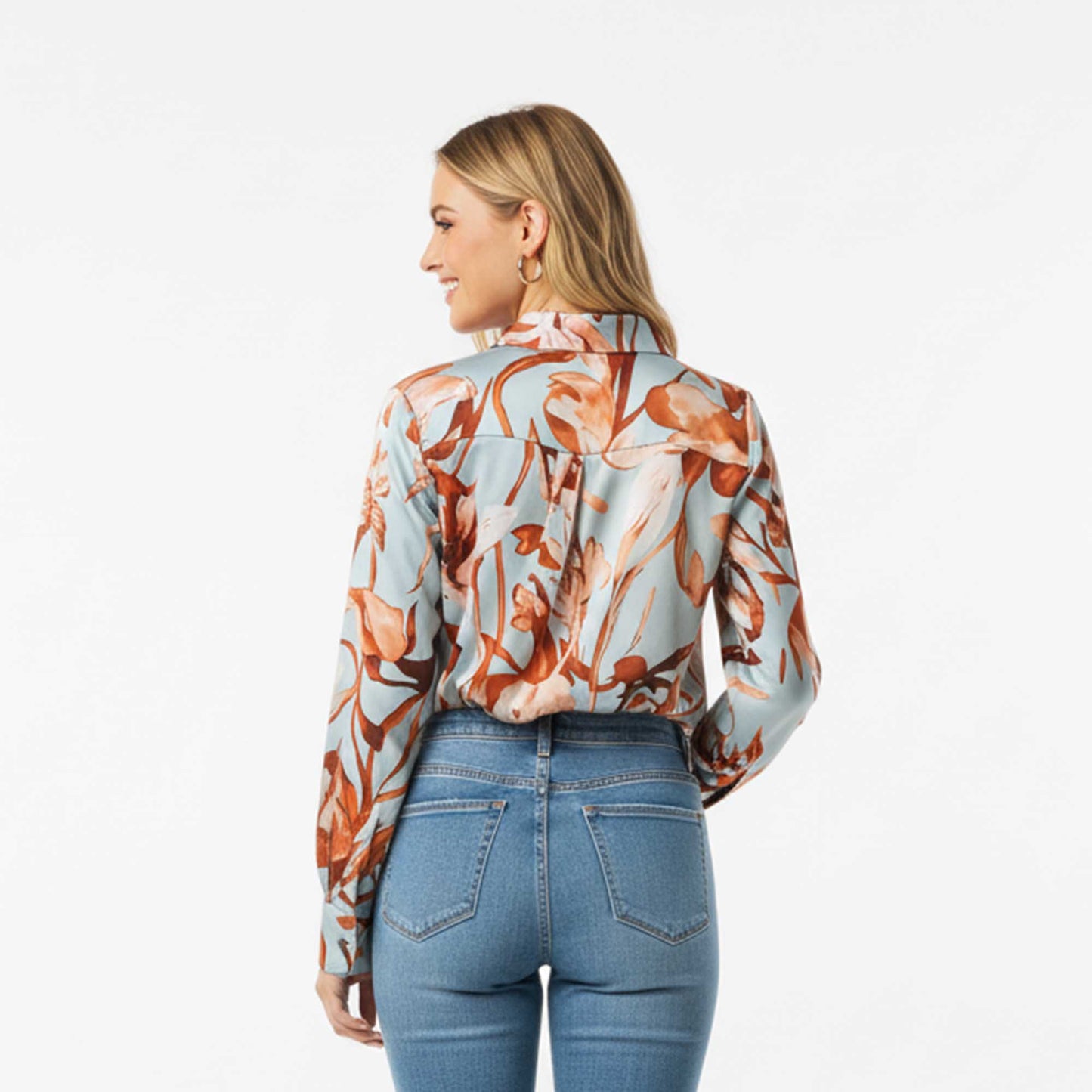 Cherie Code Women’s Blue Button‑Front Shirt – Long Sleeve Collared Blouse