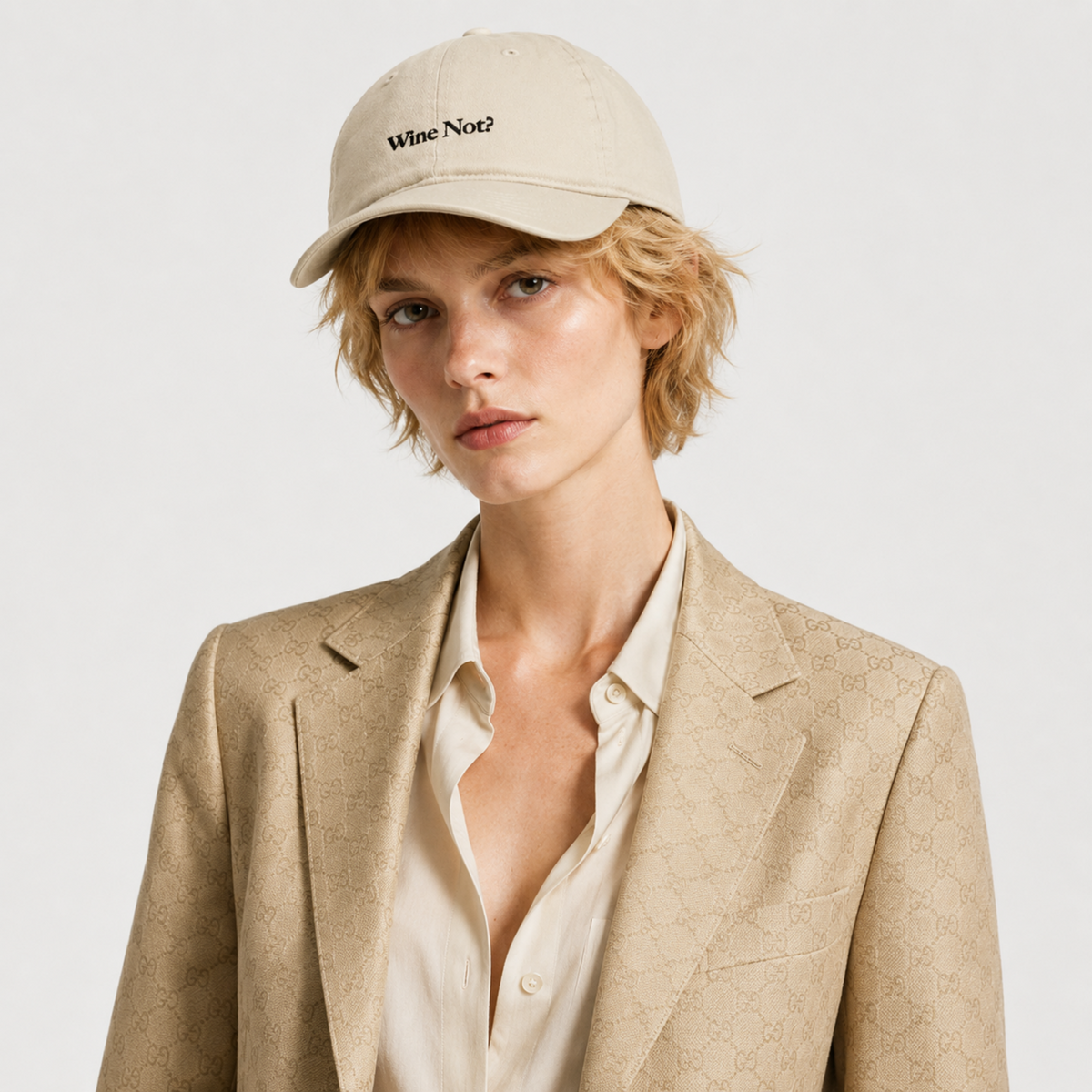 Cherie Code Wine Not Embroidered Dad Hat, Soft Cotton Unstructured Baseball Cap, Beige One Size Adjustable Wine Lover Gift Hat