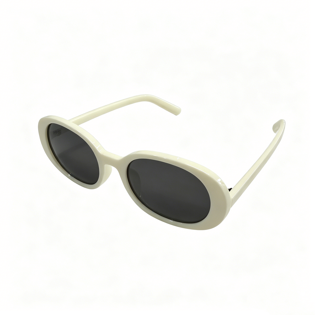 Cherie Code Y2K Small Oval Sunglasses Polarized UV400 Glossy White