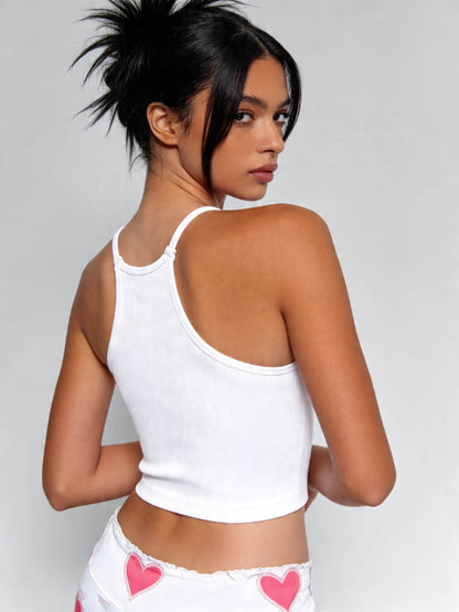Cherie Code Women’s Ribbed Cropped Tank Top – Summer Casual Sleeveless Crop Shirt