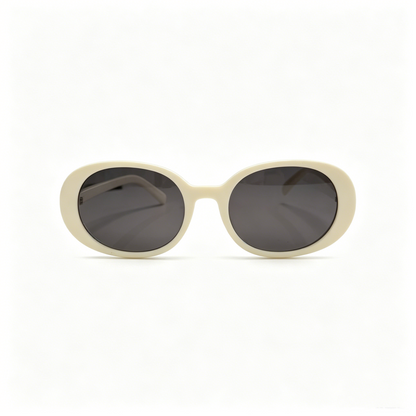 Cherie Code Y2K Small Oval Sunglasses Polarized UV400 Glossy White