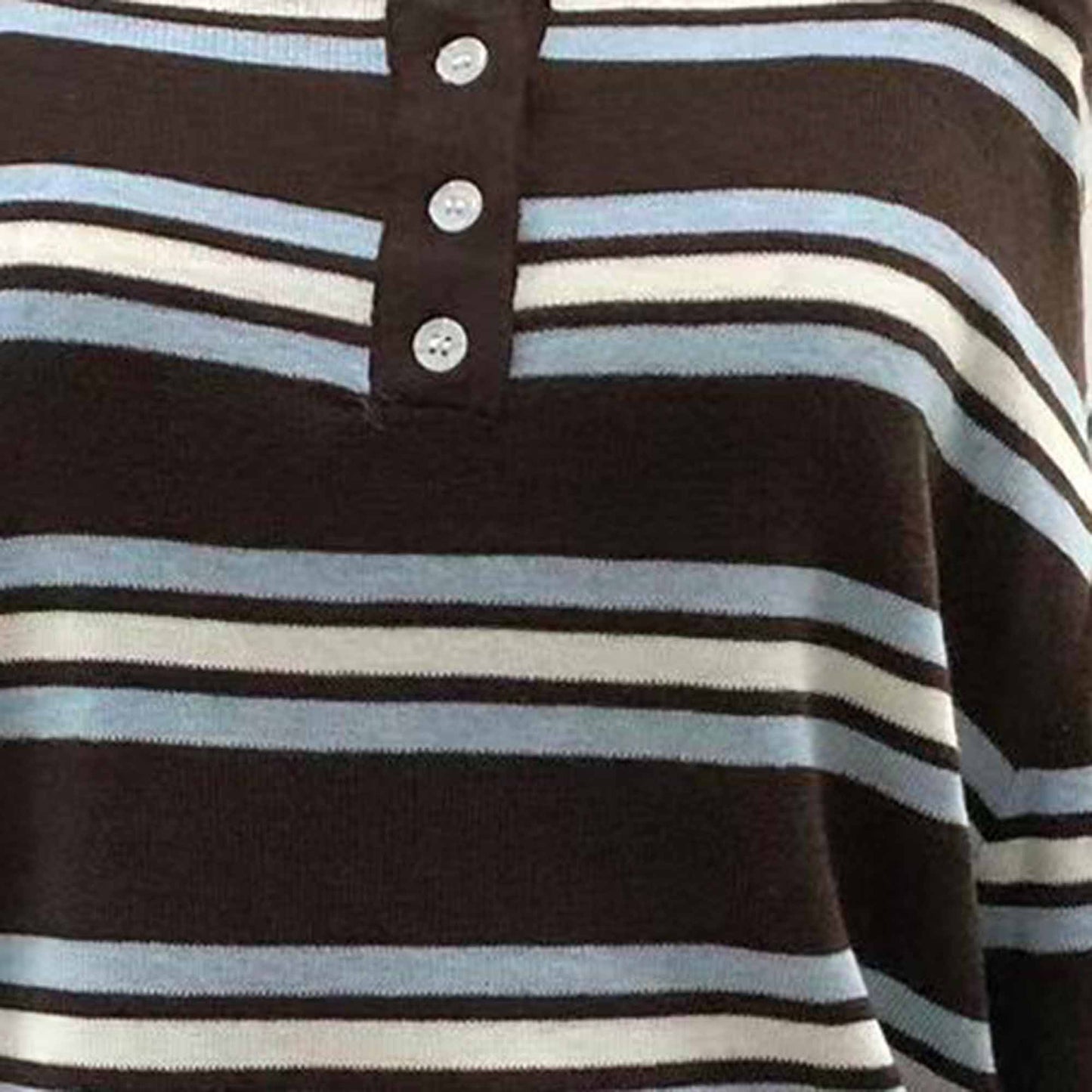 Cherie Code Women’s Ribbed Top – Stripe Pattern, Cold Shoulder, Button Placket