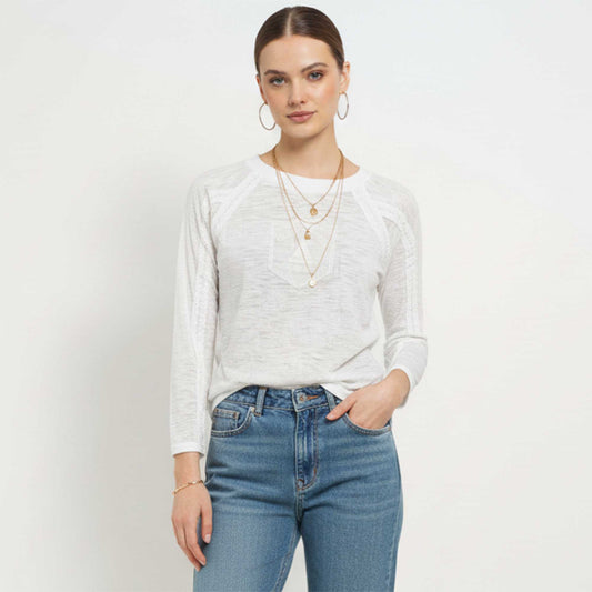 Cherie Code Women’s White Graphic Crew‑Neck Sweatshirt – A Sailboat Print Casual Long‑Sleeve Top